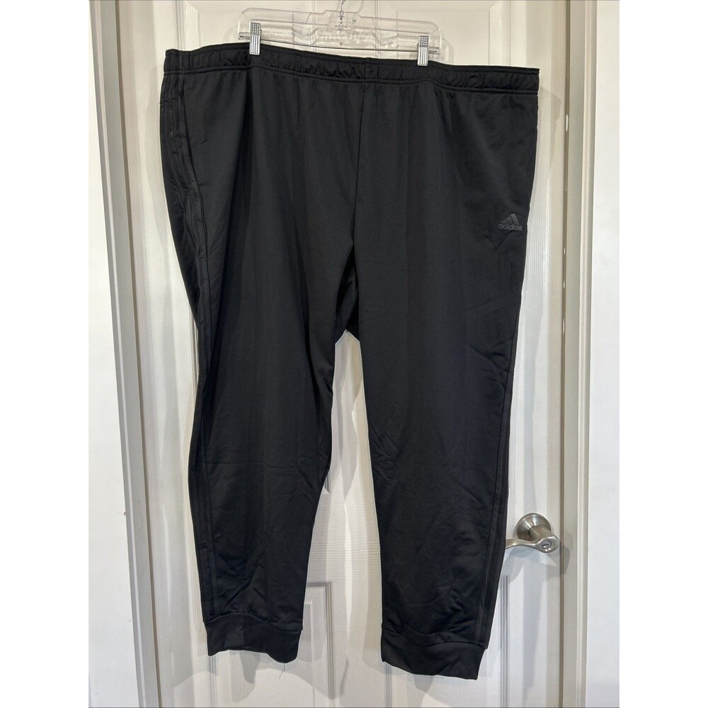 Adidas Men’s 5XL Black Tricot Performance Track Pants Joggers Tapered Leg